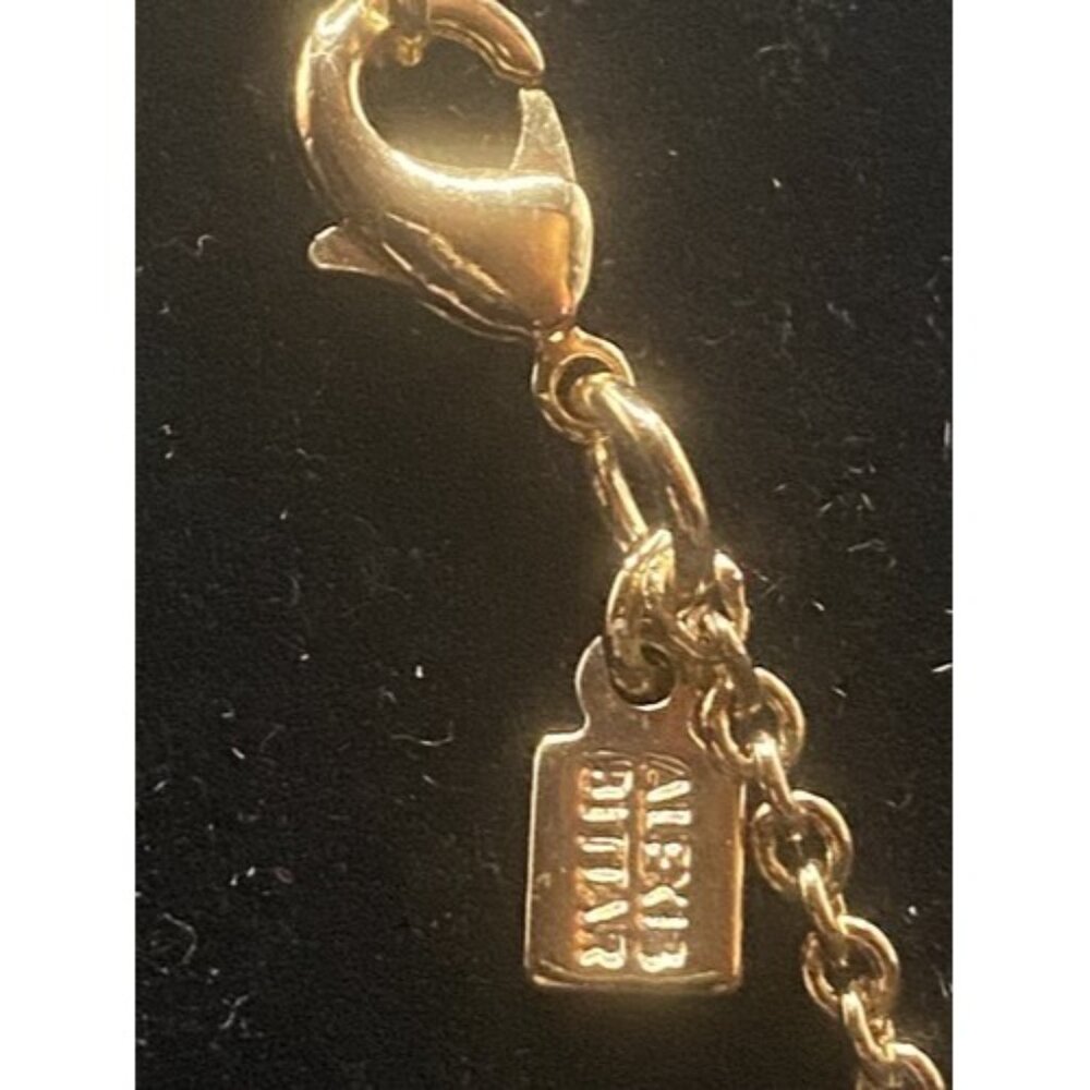 Signed Alexis Bittar Necklace Smoky Mirrored Crystal Teardrop Pendant 32" Gold - Picture 7 of 11